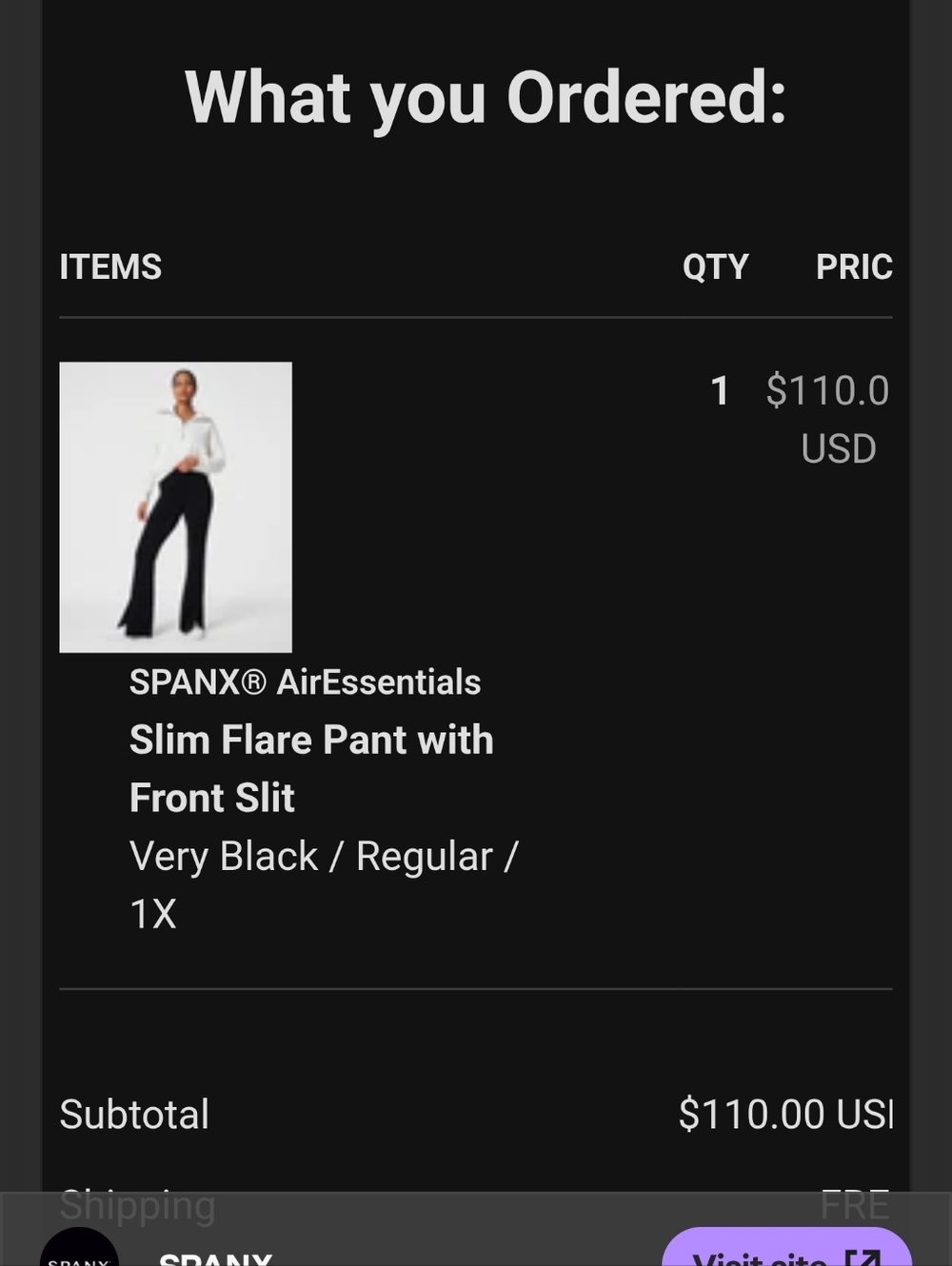 SPANX Black Slim Flare Pants with Front Slit